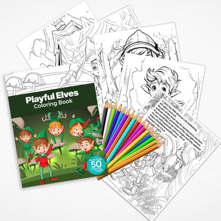 50 Playful Elves Printable Coloring Pages For Kids & Adults (INSTANT DOWNLOAD)