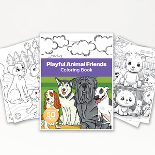 50 Playful Animal Friends Printable Coloring Pages For Kids And Adults (INSTANT DOWNLOAD)