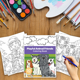 50 Playful Animal Friends Printable Coloring Pages For Kids And Adults (INSTANT DOWNLOAD)