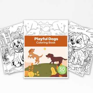 50 Playful Dogs Printable Coloring Pages For Kids And Adults (INSTANT DOWNLOAD)