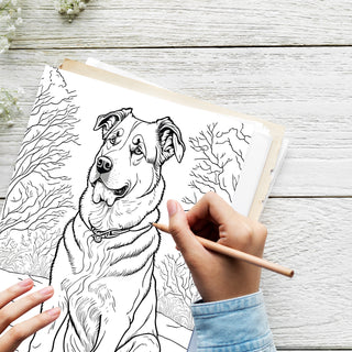 50 Playful Dogs Printable Coloring Pages For Kids And Adults (INSTANT DOWNLOAD)