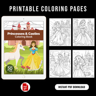 50 Enchanted Castle Printable Coloring Pages For Kids & Adults (INSTANT DOWNLOAD)