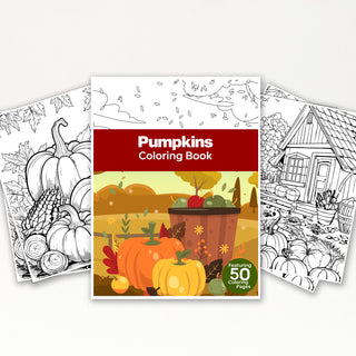 50 Festive Pumpkin Printable Coloring Pages For Kids & Adults (INSTANT DOWNLOAD)