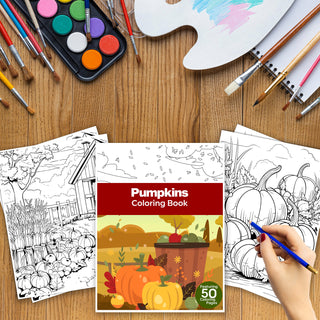 50 Festive Pumpkin Printable Coloring Pages For Kids & Adults (INSTANT DOWNLOAD)