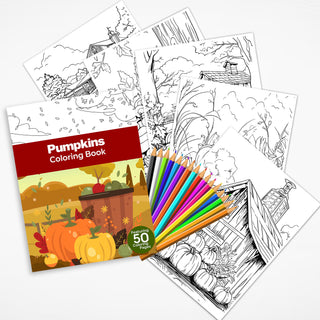 50 Festive Pumpkin Printable Coloring Pages For Kids & Adults (INSTANT DOWNLOAD)