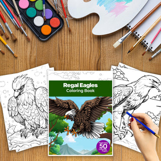 50 Regal Eagles Printable Coloring Pages For Kids & Adults (INSTANT DOWNLOAD)