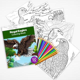 50 Regal Eagles Printable Coloring Pages For Kids & Adults (INSTANT DOWNLOAD)
