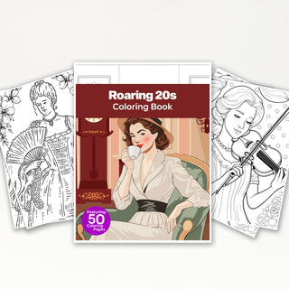 50 Glamorous Roaring 20s Printable Coloring Pages For Adults (INSTANT DOWNLOAD)