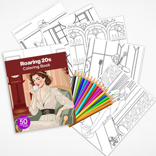 50 Glamorous Roaring 20s Printable Coloring Pages For Adults (INSTANT DOWNLOAD)