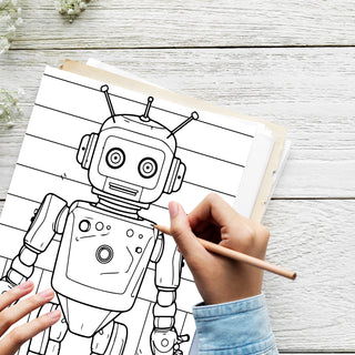 50 Futuristic Robot Printable Coloring Pages For Kids & Adults (INSTANT DOWNLOAD)