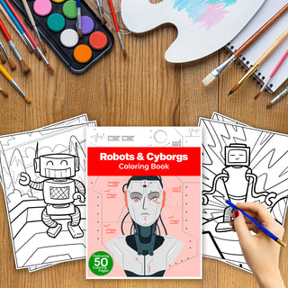 50 Futuristic Robot Printable Coloring Pages For Kids & Adults (INSTANT DOWNLOAD)