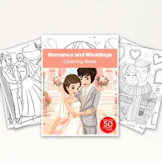 50 Romance & Wedding Printable Coloring Pages For Adults (INSTANT DOWNLOAD)