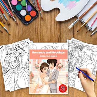 50 Romance & Wedding Printable Coloring Pages For Adults (INSTANT DOWNLOAD)