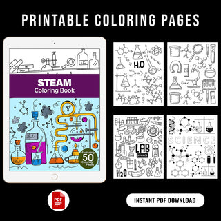 50 Inspiring STEAM Printable Coloring Pages For Kids & Adults (INSTANT DOWNLOAD)