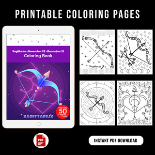 50 Amazing Sagittarius Printable Coloring Pages for Kids & Adults (INSTANT DOWNLOAD)