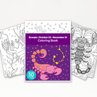 50 Amazing Scorpio Printable Coloring Pages For Kids & Adults (INSTANT DOWNLOAD)