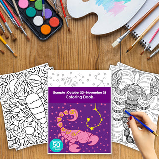 50 Amazing Scorpio Printable Coloring Pages For Kids & Adults (INSTANT DOWNLOAD)