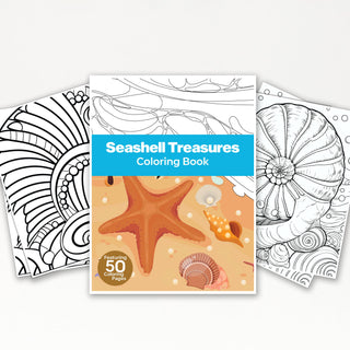 50 Seashell Treasures Printable Coloring Pages For Kids & Adults (INSTANT DOWNLOAD)