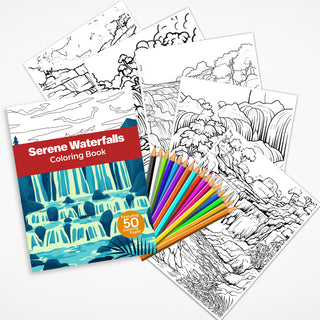 50 Serene Waterfall Printable Coloring Pages For Kids & Adults (INSTANT DOWNLOAD)