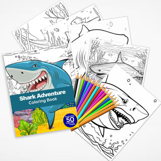 50 Shark Adventure Printable Coloring Pages For Kids & Adults (INSTANT DOWNLOAD)