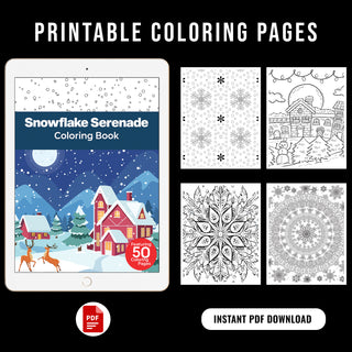 50 Snowflake Serenade Printable Coloring Pages For Kids & Adults (INSTANT DOWNLOAD)