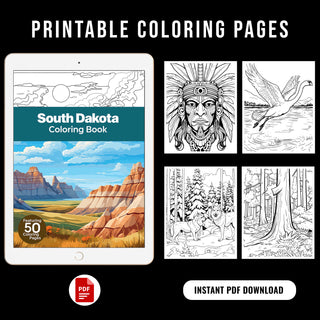 50 Best South Dakota Printable Coloring Pages For Adults & Kids (INSTANT DOWNLOAD)