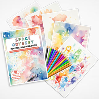 50 Space Odyssey Printable Reverse Coloring Pages For Kids And Adults [INSTANT DOWNLOAD]