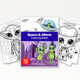 50 Cosmic Alien Printable Coloring Pages For Kids & Adults (INSTANT DOWNLOAD)