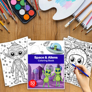 50 Cosmic Alien Printable Coloring Pages For Kids & Adults (INSTANT DOWNLOAD)