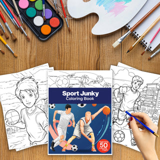 50 Sport Junky Printable Coloring Pages For Kids & Adults (INSTANT DOWNLOAD)