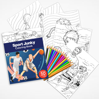 50 Sport Junky Printable Coloring Pages For Kids & Adults (INSTANT DOWNLOAD)
