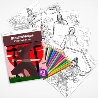 50 Thrilling Ninjas Printable Coloring Pages For Kids & Adults (INSTANT DOWNLOAD)