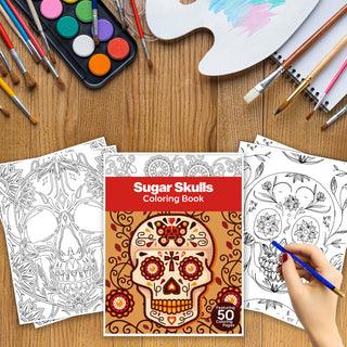 50 Sugar Skulls Printable Coloring Pages For Kids & Adults (INSTANT DOWNLOAD)