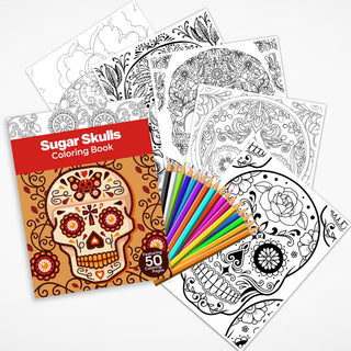 50 Sugar Skulls Printable Coloring Pages For Kids & Adults (INSTANT DOWNLOAD)