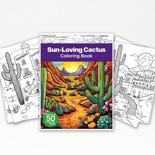 50 Sun-Loving Cactus Printable Coloring Pages For Kids & Adults (INSTANT DOWNLOAD)