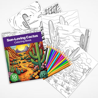 50 Sun-Loving Cactus Printable Coloring Pages For Kids & Adults (INSTANT DOWNLOAD)