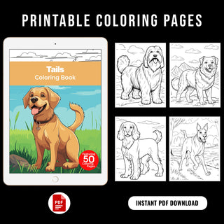 50 Whimsical Tails Printable Coloring Pages For Kids & Adults (INSTANT DOWNLOAD)