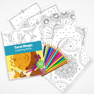 50 Tarot Magic Printable Coloring Pages For Kids & Adults (INSTANT DOWNLOAD)