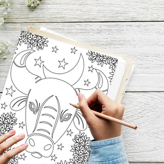 50 Powerful Taurus Printable Coloring Pages For Kids & Adults (INSTANT DOWNLOAD)