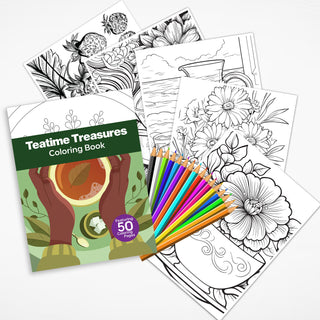 50 Teatime Treasure Printable Coloring Pages For Kids & Adults (INSTANT DOWNLOAD)