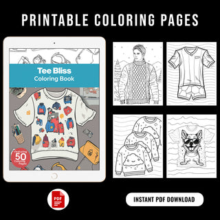 50 Tee Bliss Printable Coloring Pages For Kids & Adults (INSTANT DOWNLOAD)