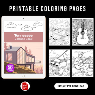 50 Amazing Tennessee Printable Coloring Pages For Adults & Kids (INSTANT DOWNLOAD)