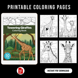 50 Towering Giraffe Printable Coloring Pages For Kids & Adults (INSTANT DOWNLOAD)