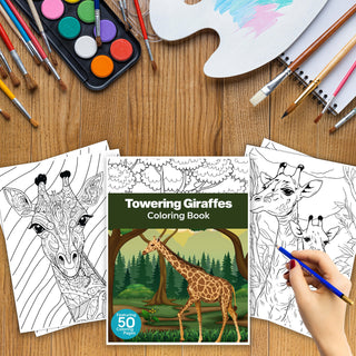50 Towering Giraffe Printable Coloring Pages For Kids & Adults (INSTANT DOWNLOAD)