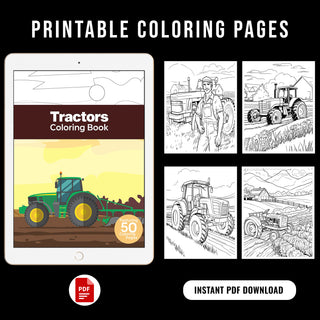 50 Mighty Tractor Printable Coloring Pages For Kids & Adults (INSTANT DOWNLOAD)