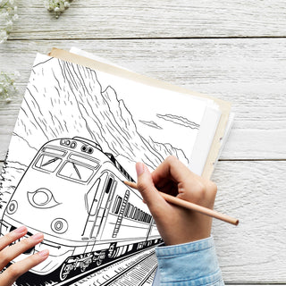 50 Exciting Train Printable Coloring Pages For Kids & Adults (INSTANT DOWNLOAD)