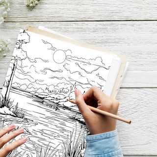 50 Tranquil Lakeside Retreat Printable Coloring Pages For Kids & Adults (INSTANT DOWNLOAD)