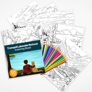 50 Tranquil Lakeside Retreat Printable Coloring Pages For Kids & Adults (INSTANT DOWNLOAD)