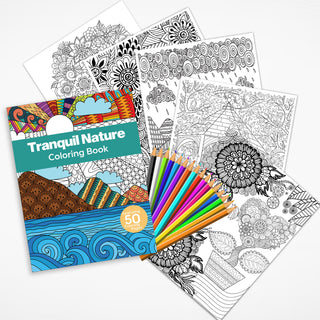 50 Tranquil Nature Printable Coloring Pages For Kids & Adults (INSTANT DOWNLOAD)