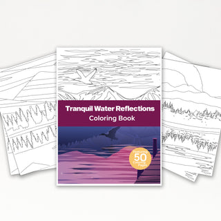 50 Tranquil Water Reflections Printable Coloring Pages For Kids And Adults (INSTANT DOWNLOAD)